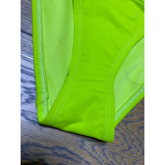 Topshop Triangle Top and Ring High Leg Bikini Set Neon Green Women's Size 8 US - Picture 10 of 12